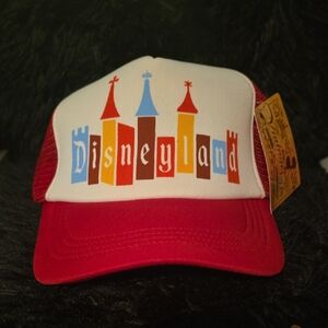Disneyland Red and White cap with Colorful Vintage DISNEYLAND logo